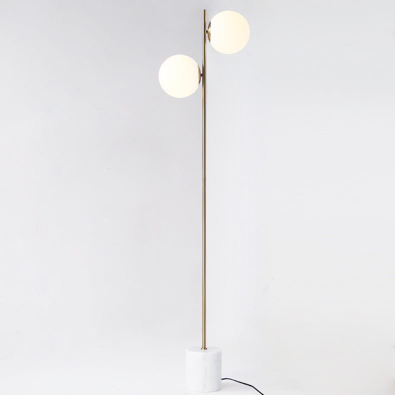 Contemporary Nordic Marble Metal 2-Light Floor Lamp