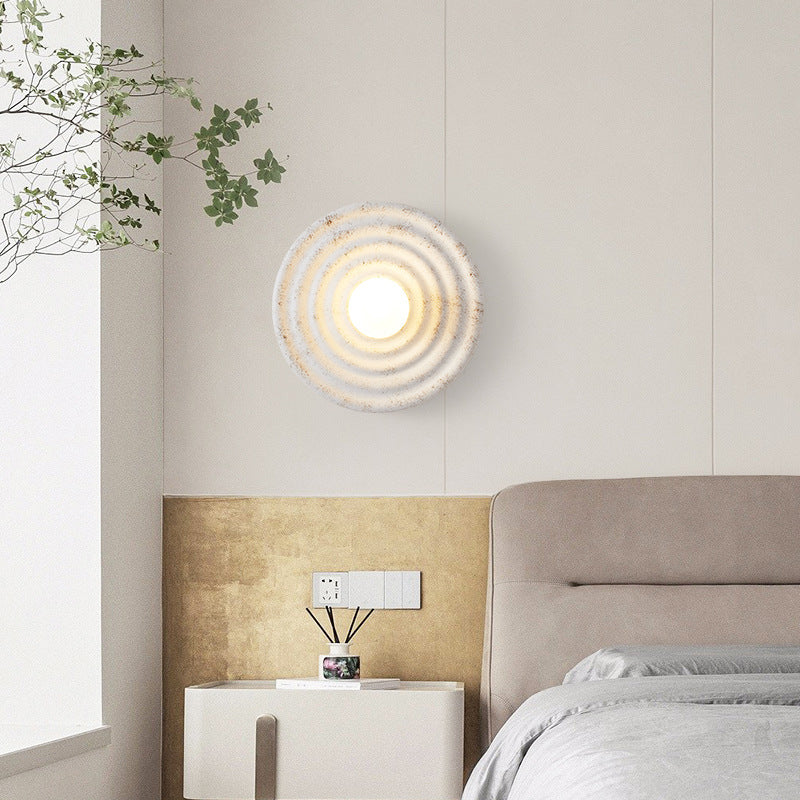 Resin Glass Round Bedroom Wall Lamp