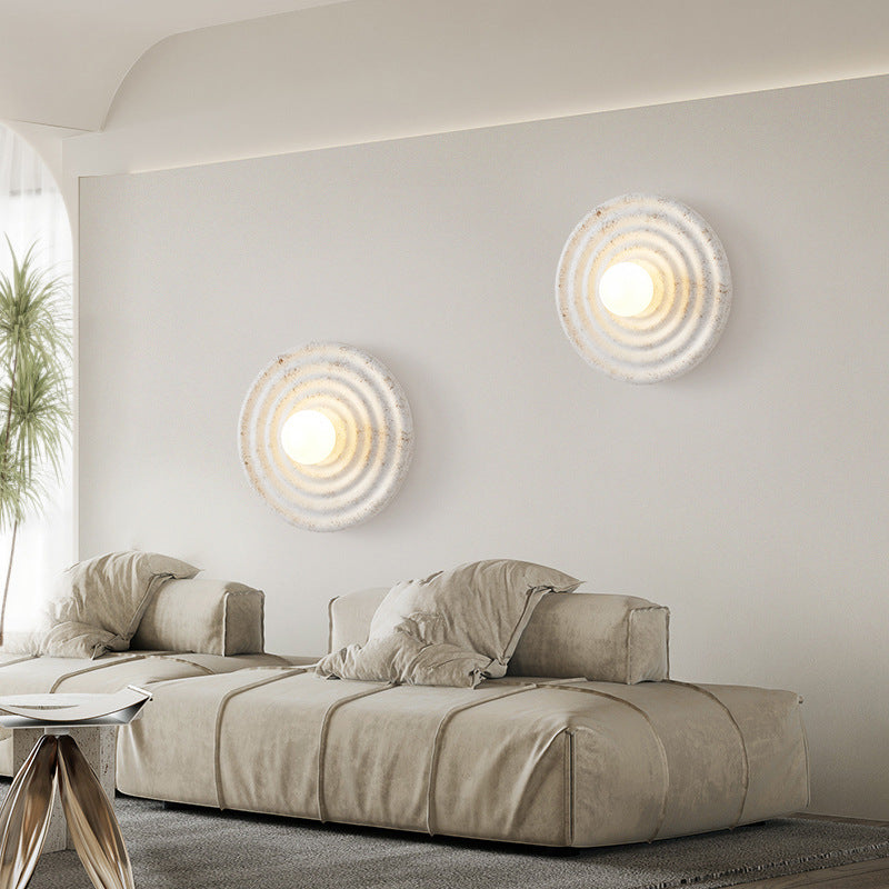 Resin Glass Round Bedroom Wall Lamp