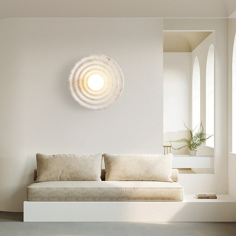 Resin Glass Round Bedroom Wall Lamp