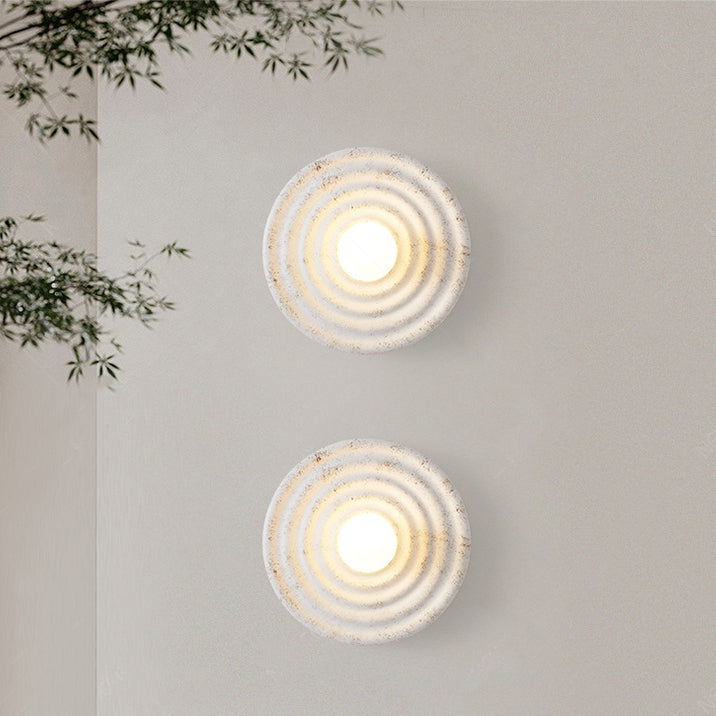 Resin Glass Round Bedroom Wall Lamp