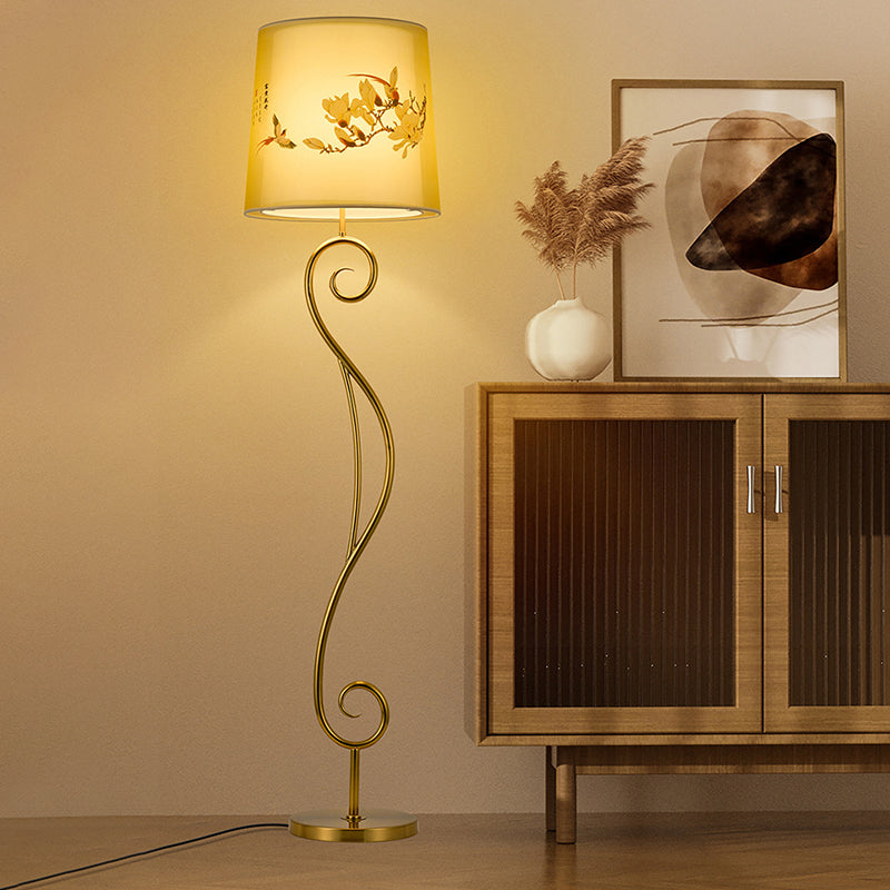 Iron Fabric Lantern Living Floor Lamp