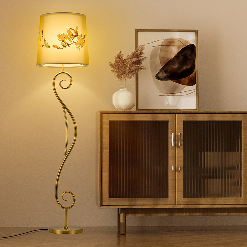 Iron Fabric Lantern Living Floor Lamp