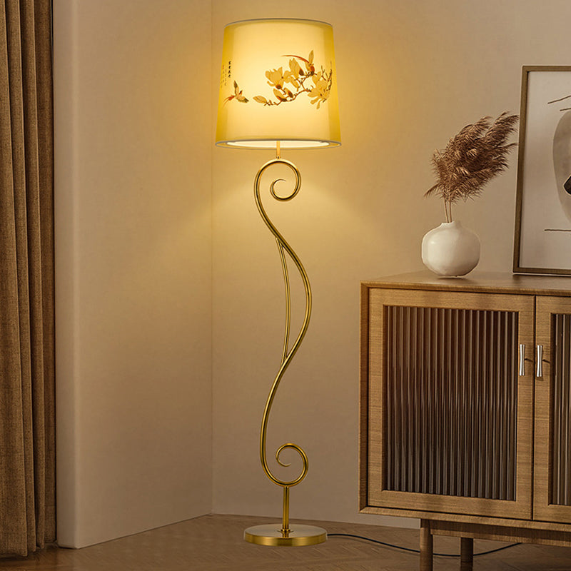 Iron Fabric Lantern Living Floor Lamp