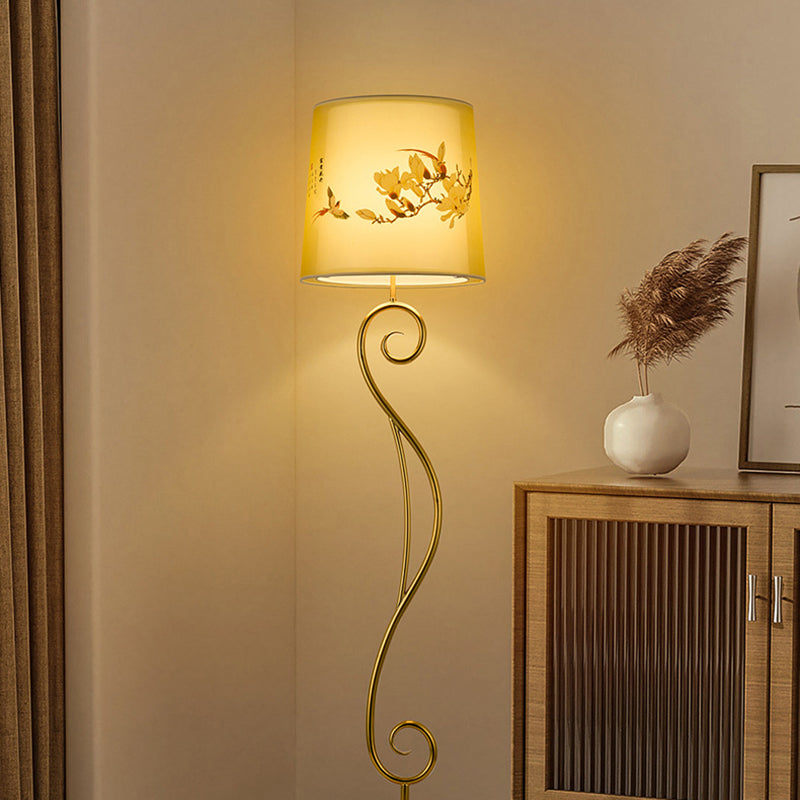Iron Fabric Lantern Living Floor Lamp