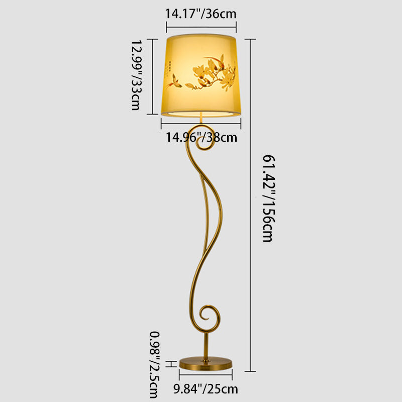 Iron Fabric Lantern Living Floor Lamp
