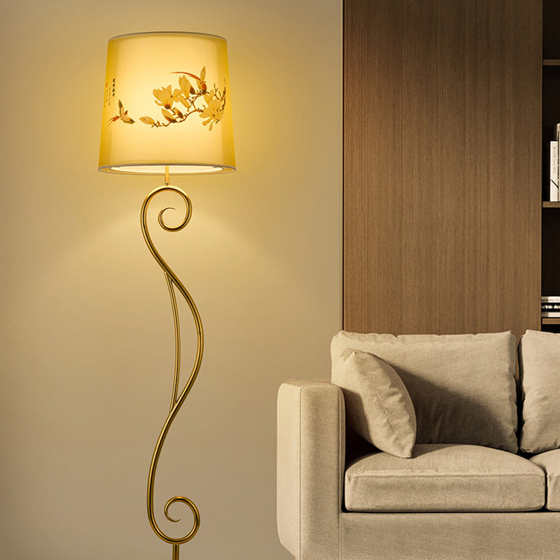 Iron Fabric Lantern Living Floor Lamp