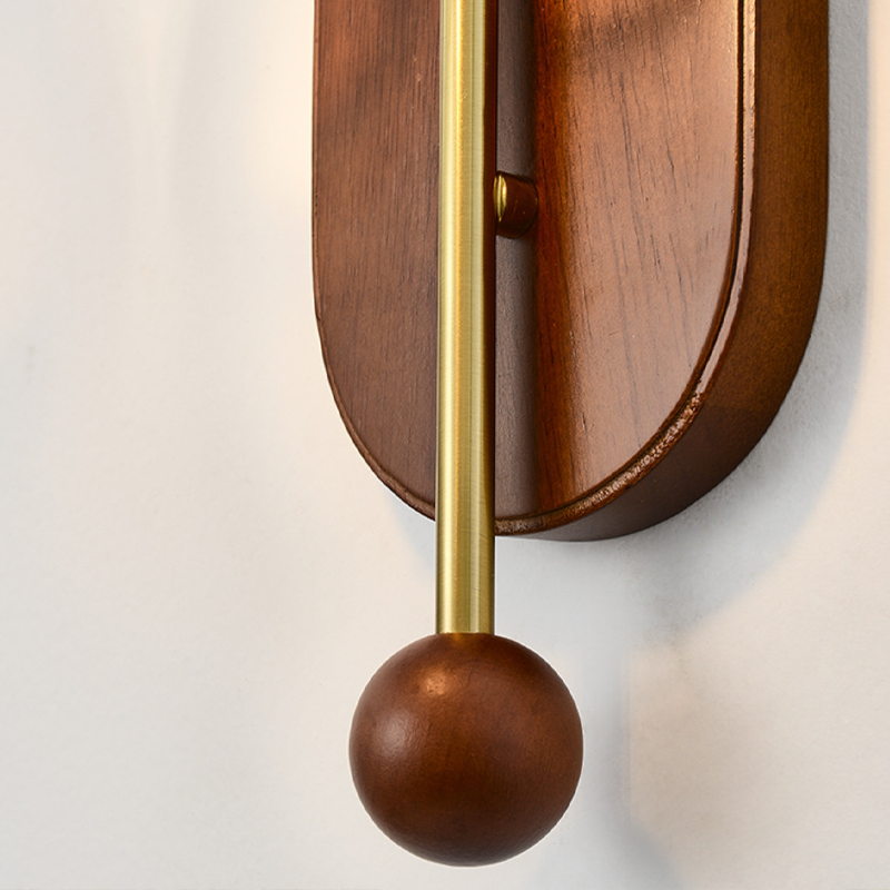 Iron Solid Wood Glass Wall Lamp