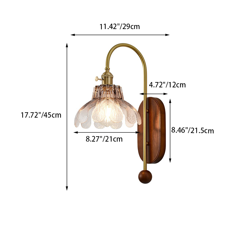 Iron Solid Wood Glass Wall Lamp
