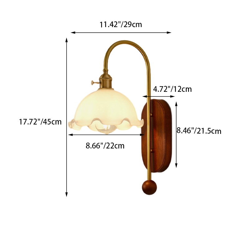 Iron Solid Wood Glass Wall Lamp