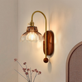 Iron Solid Wood Glass Wall Lamp