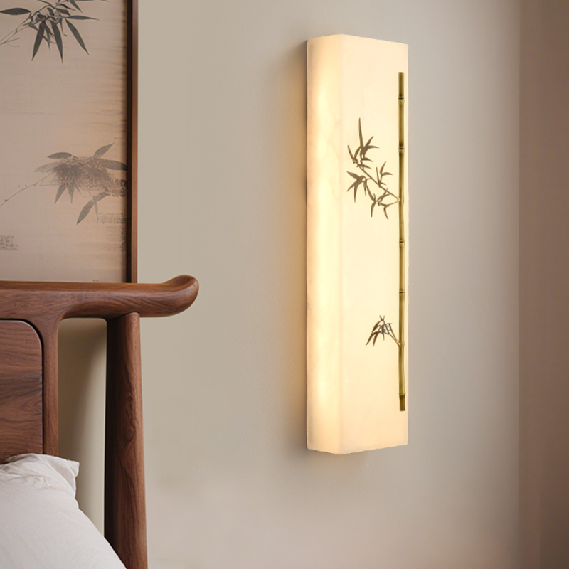 Copper Marble Rectangular Bamboo Wall Lamp