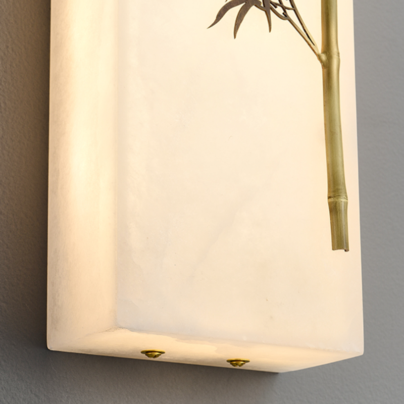 Copper Marble Rectangular Bamboo Wall Lamp