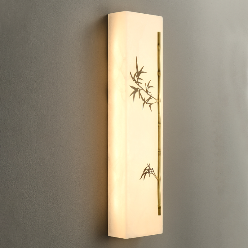Copper Marble Rectangular Bamboo Wall Lamp