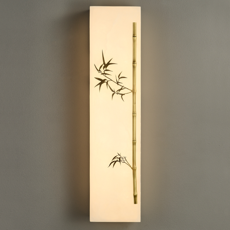 Copper Marble Rectangular Bamboo Wall Lamp