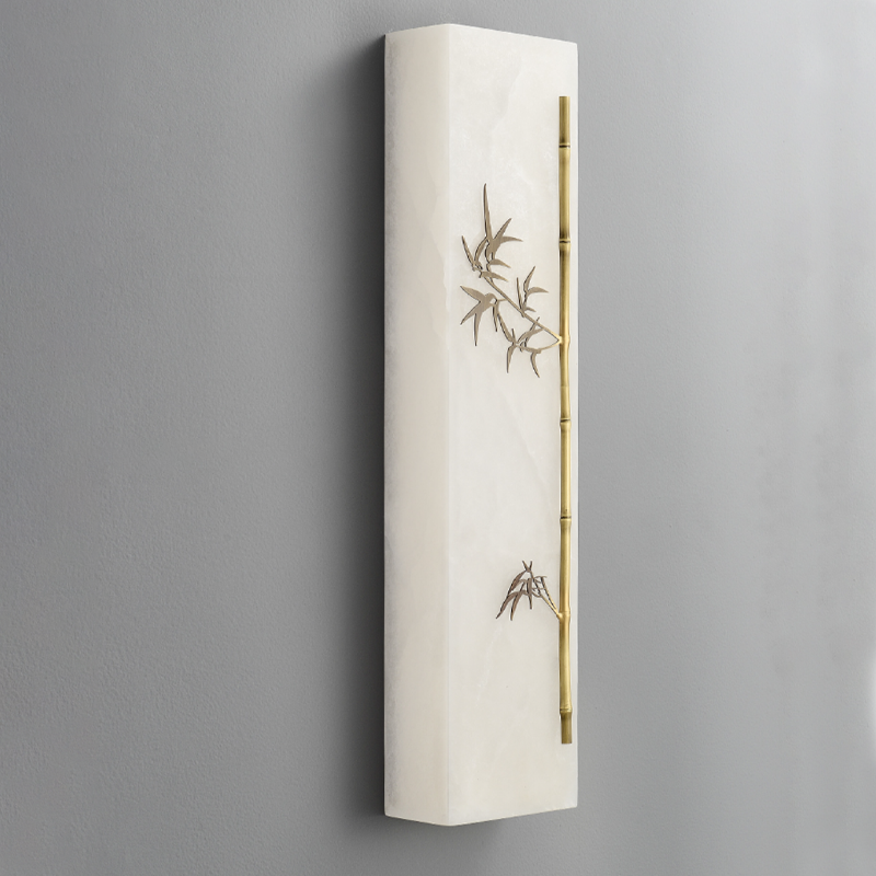 Copper Marble Rectangular Bamboo Wall Lamp