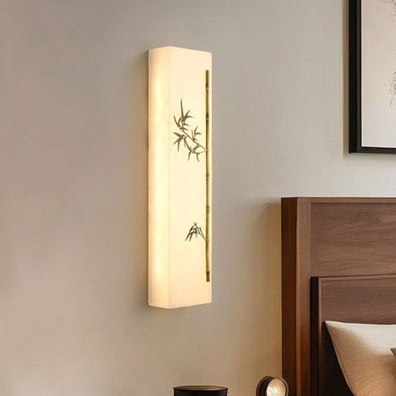 Copper Marble Rectangular Bamboo Wall Lamp