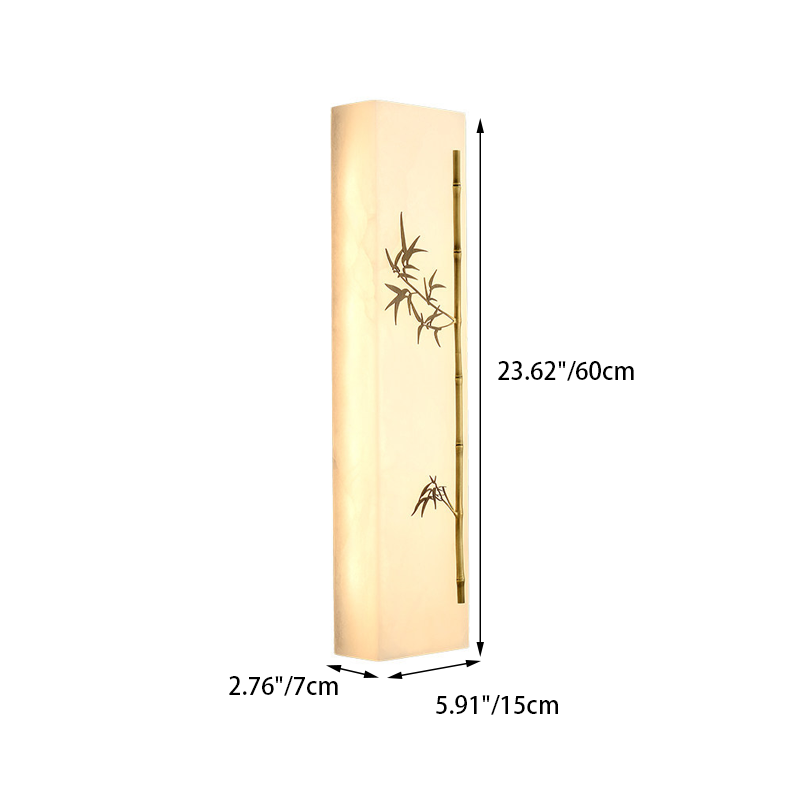 Copper Marble Rectangular Bamboo Wall Lamp