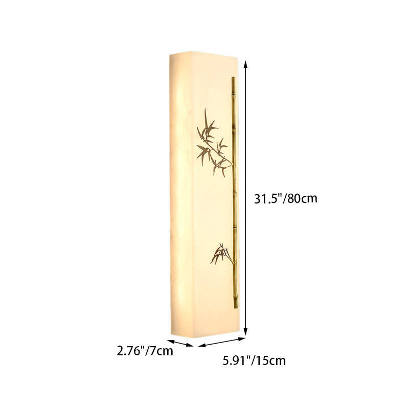 Copper Marble Rectangular Bamboo Wall Lamp