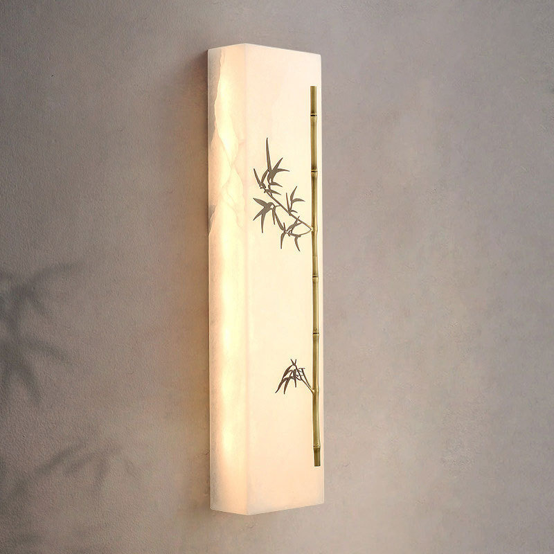 Copper Marble Rectangular Bamboo Wall Lamp