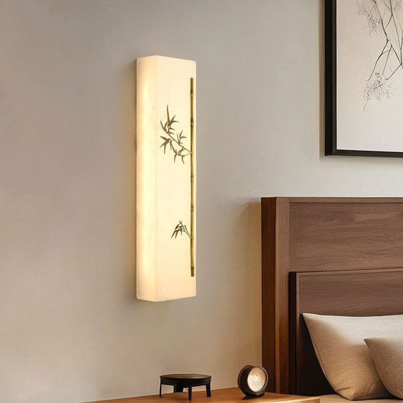 Copper Marble Rectangular Bamboo Wall Lamp