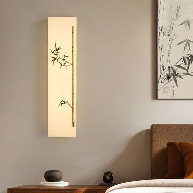 Copper Marble Rectangular Bamboo Wall Lamp