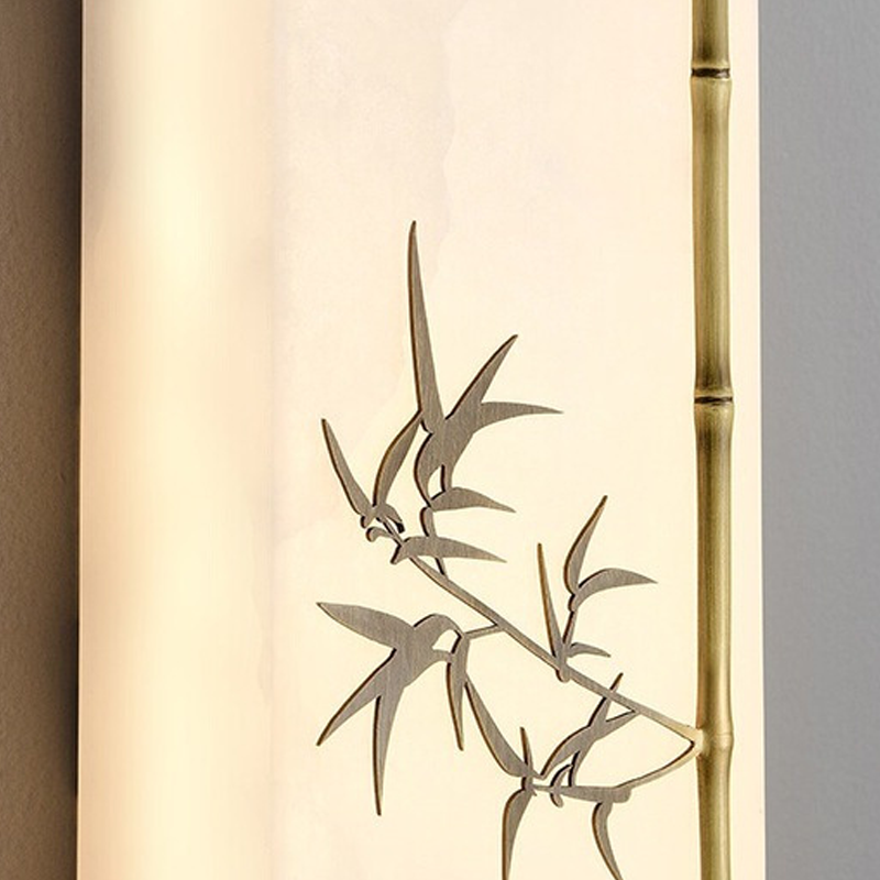 Copper Marble Rectangular Bamboo Wall Lamp