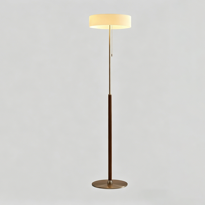 Ash Wood Stainless Steel 3-Light Floor Lamp