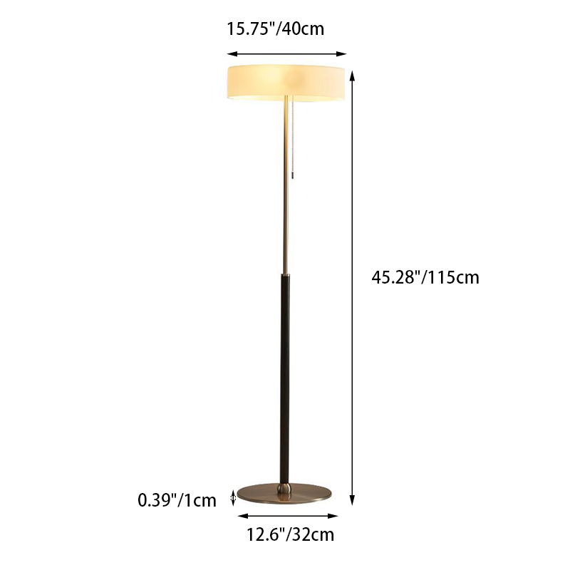 Ash Wood Stainless Steel 3-Light Floor Lamp