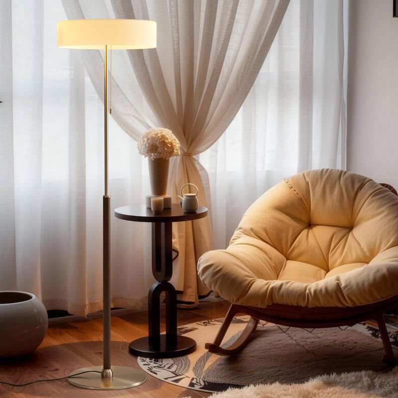Ash Wood Stainless Steel 3-Light Floor Lamp