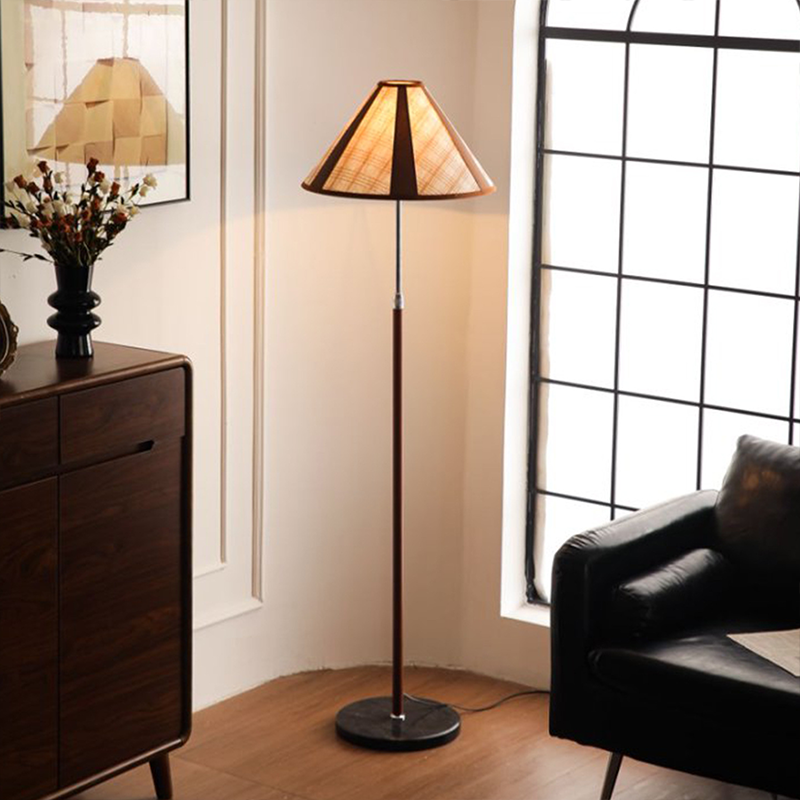 Iron Marble Faux Leather Floor Lamp