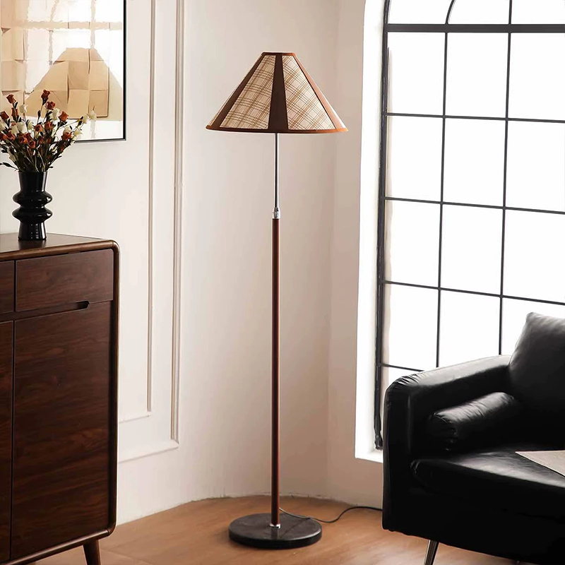 Iron Marble Faux Leather Floor Lamp