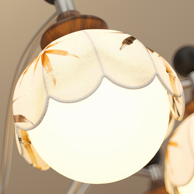 Floral Print Iron Fabric Wall Lamp