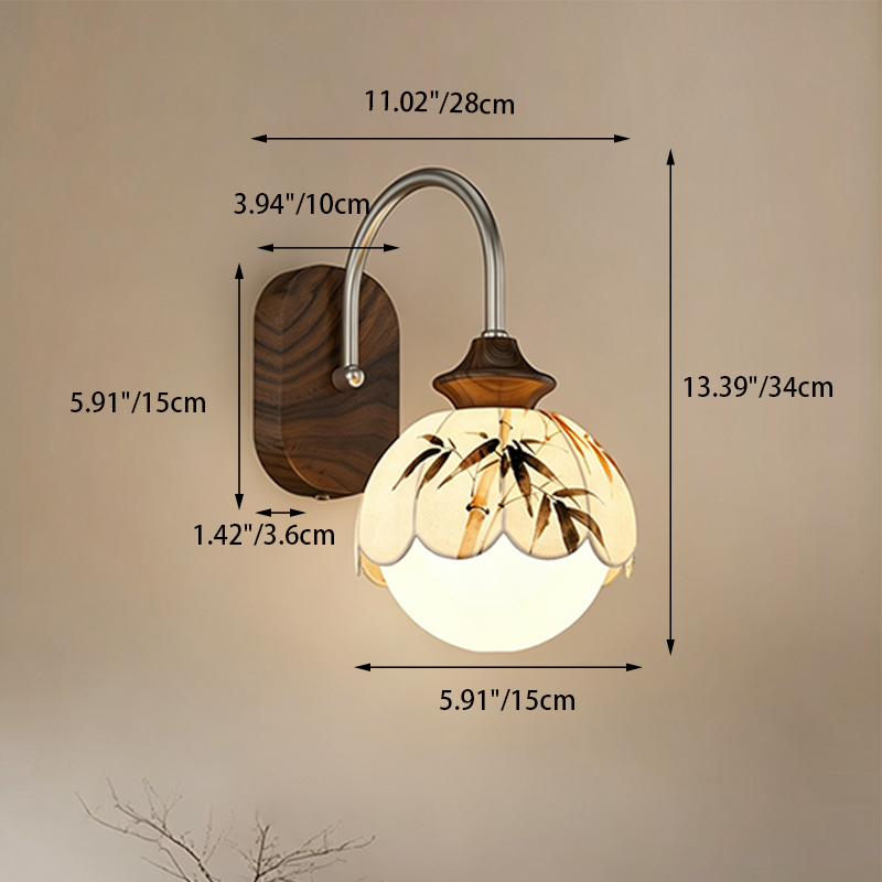 Floral Print Iron Fabric Wall Lamp