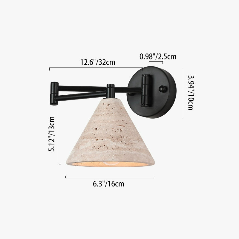 Yellow Travertine Walnut Wood Wall Lamp