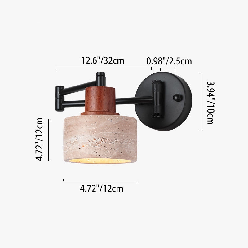 Yellow Travertine Walnut Wood Wall Lamp