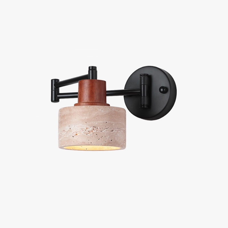 Yellow Travertine Walnut Wood Wall Lamp