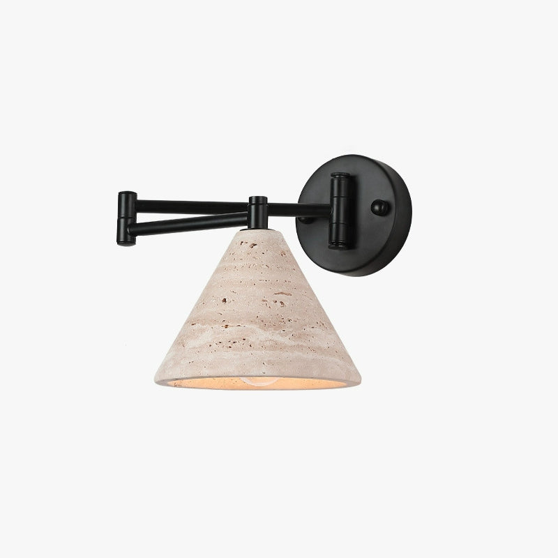 Yellow Travertine Walnut Wood Wall Lamp