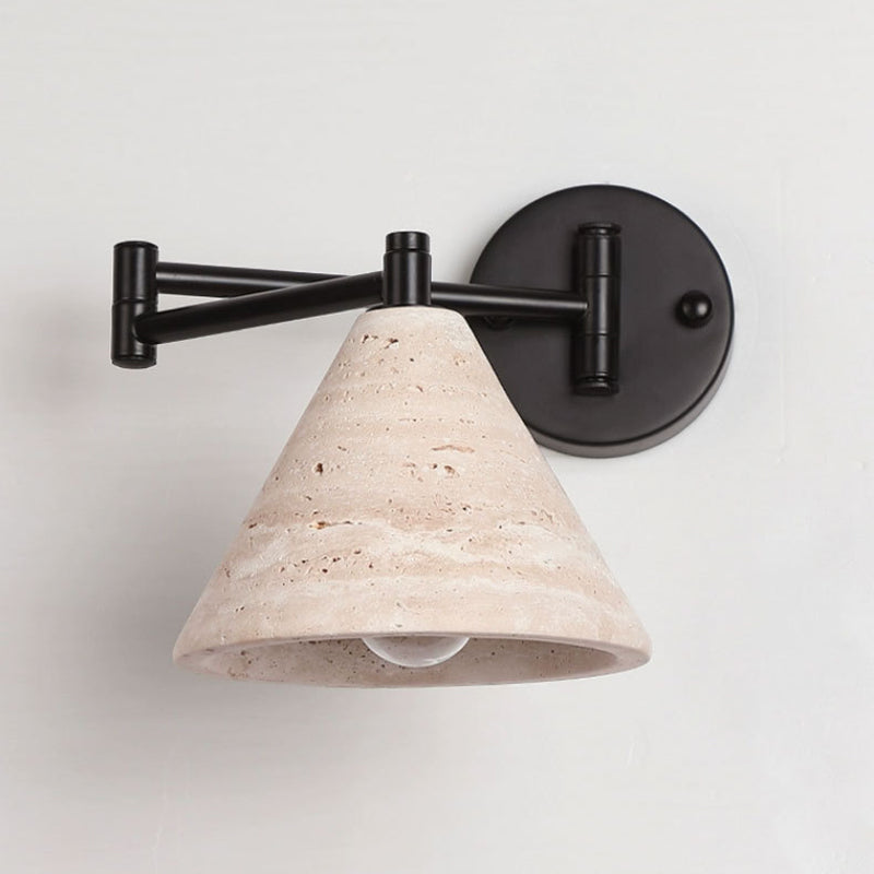 Yellow Travertine Walnut Wood Wall Lamp