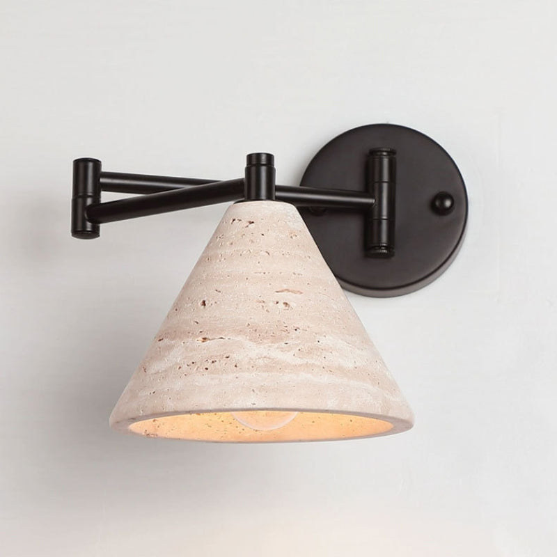 Yellow Travertine Walnut Wood Wall Lamp