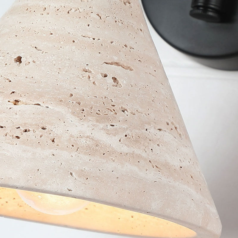 Yellow Travertine Walnut Wood Wall Lamp
