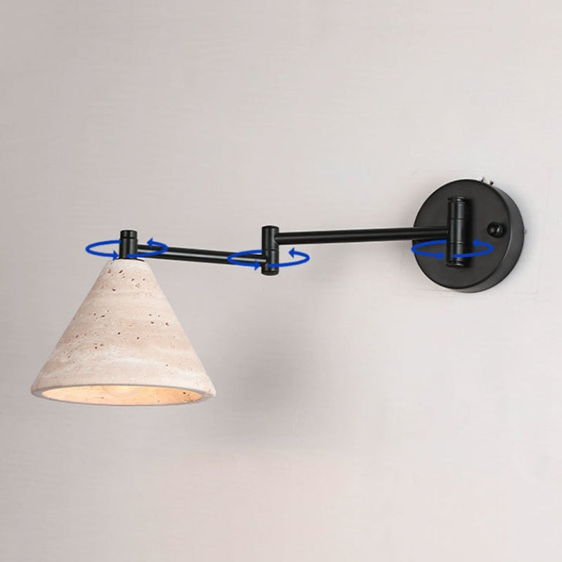 Yellow Travertine Walnut Wood Wall Lamp