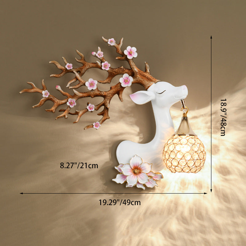 Resin Crystal Deer Head Wall Lamp