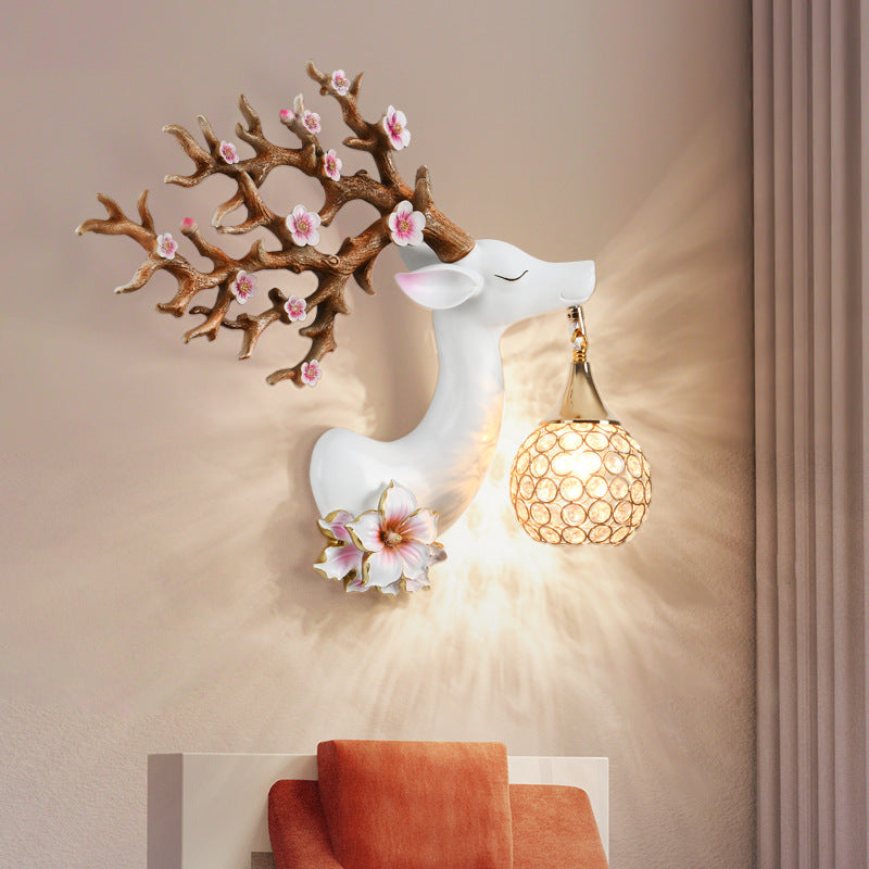 Resin Crystal Deer Head Wall Lamp