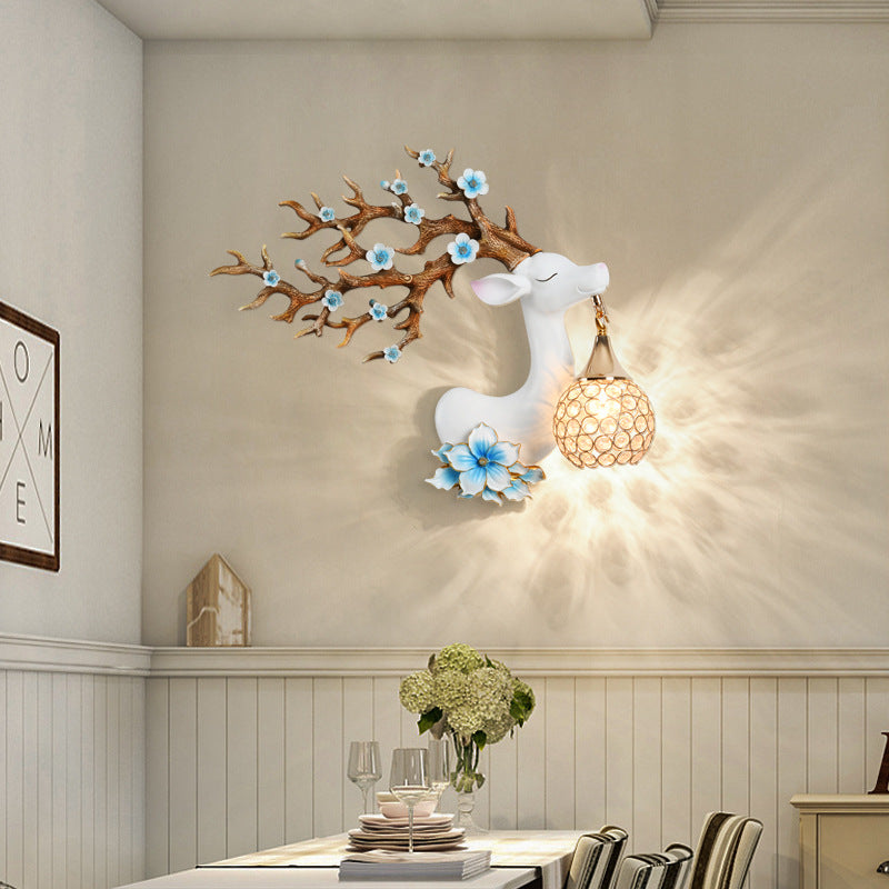 Resin Crystal Deer Head Wall Lamp