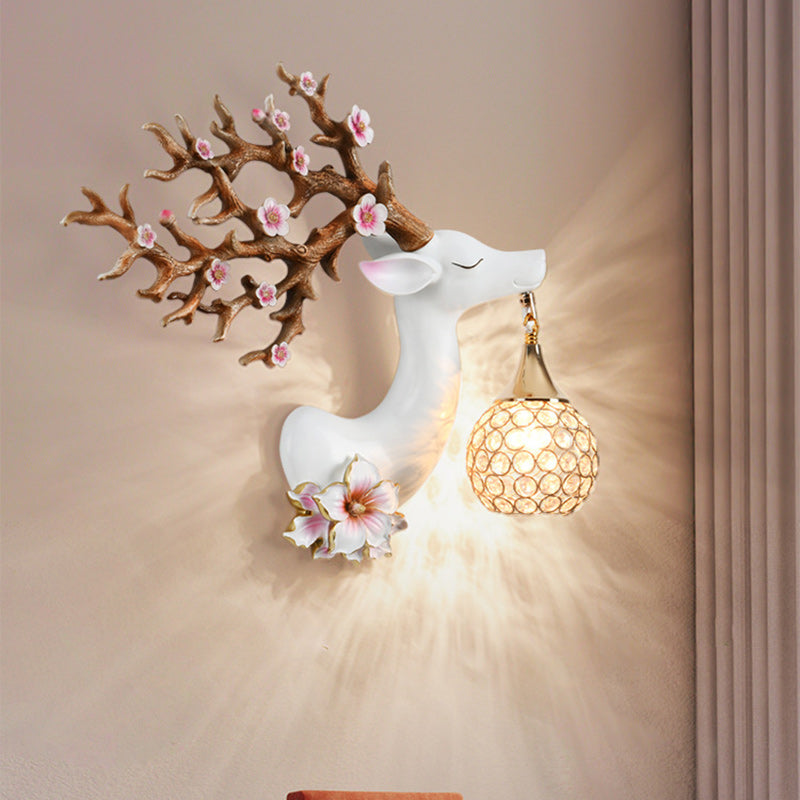 Resin Crystal Deer Head Wall Lamp