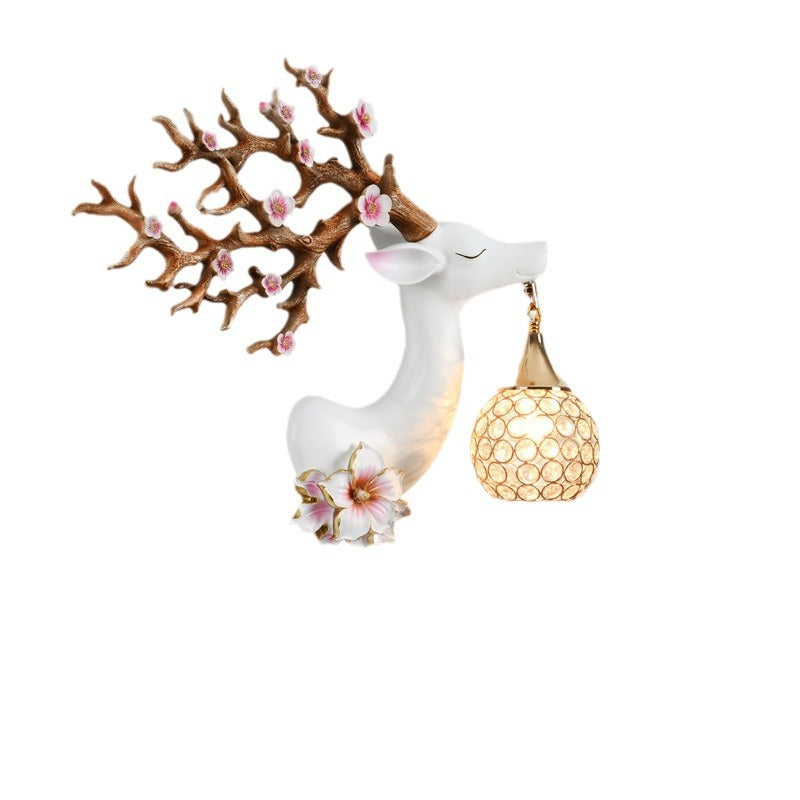 Resin Crystal Deer Head Wall Lamp