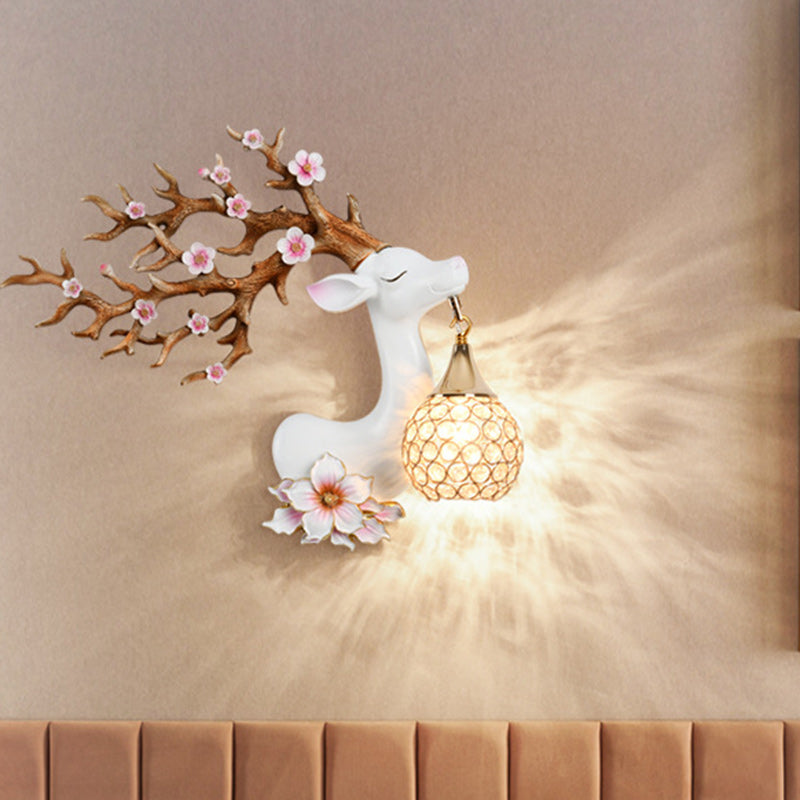 Resin Crystal Deer Head Wall Lamp