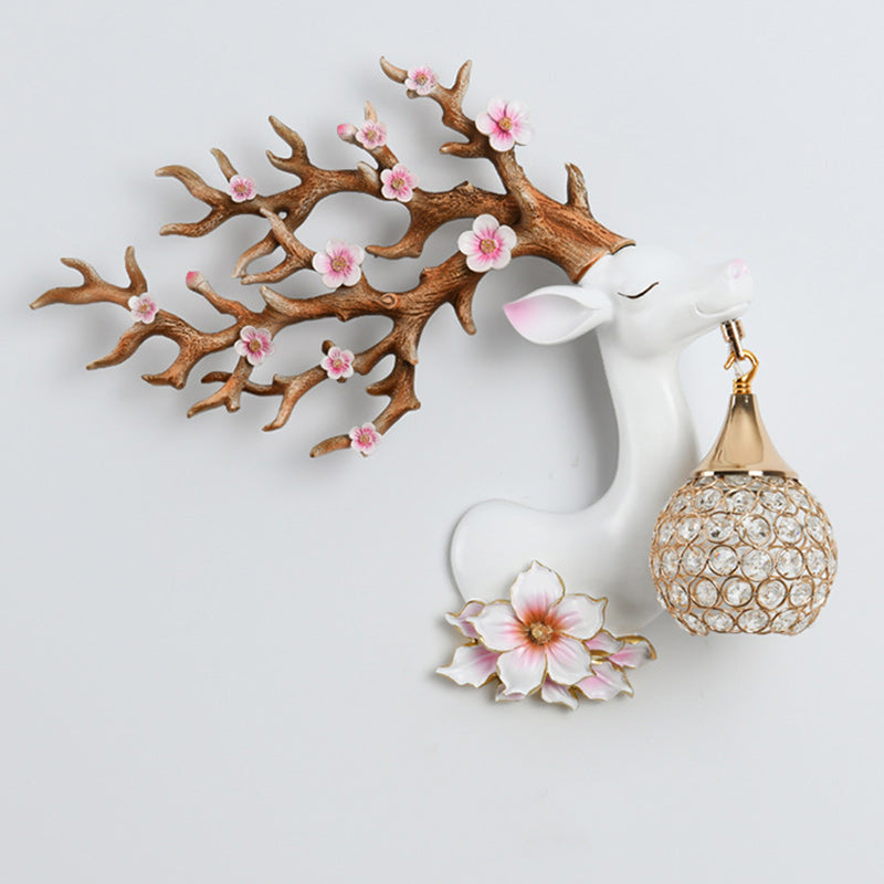 Resin Crystal Deer Head Wall Lamp