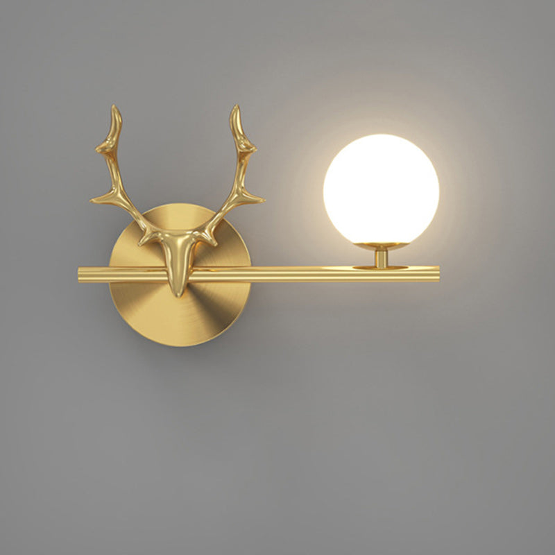 Glass Copper Deer Antler Wall Lamp